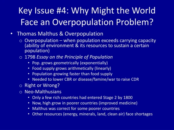 Key Issue #4: Why Might the World Face an Overpopulation Problem?