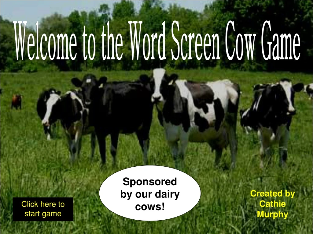 welcome to the word screen cow game