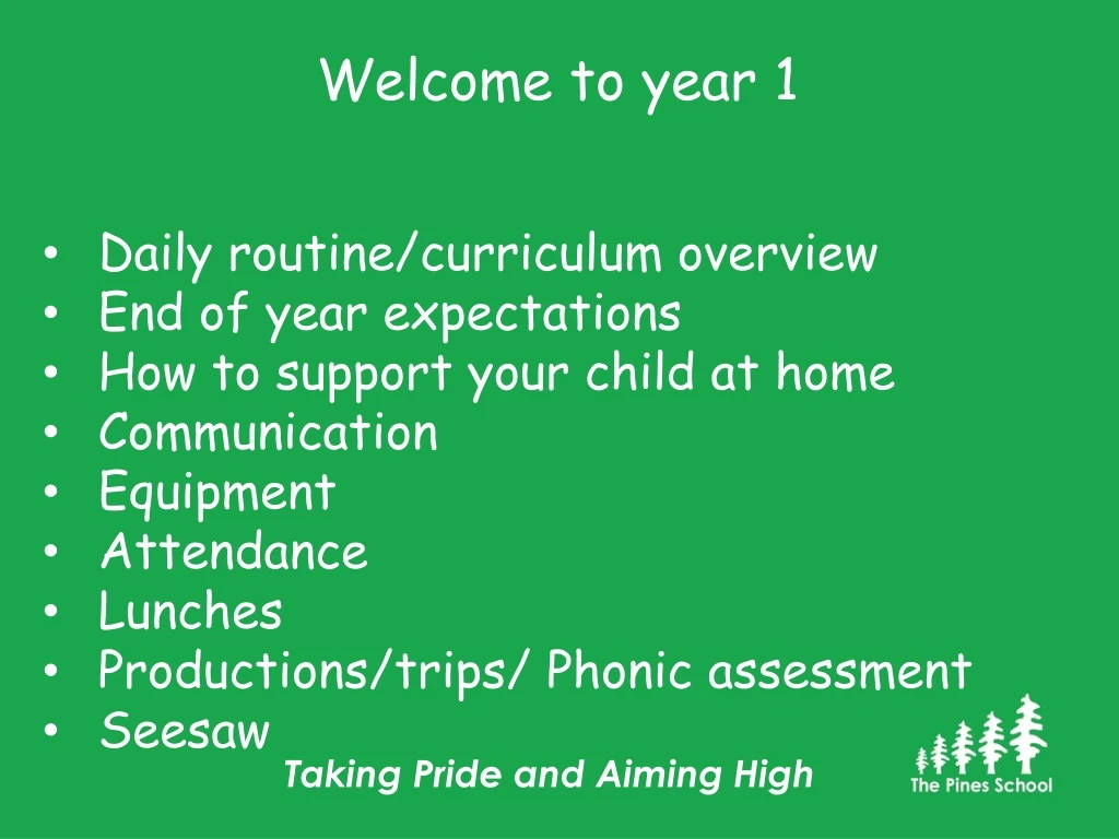 welcome to year 1