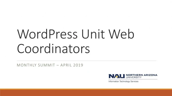 WordPress Unit Web Coordinators