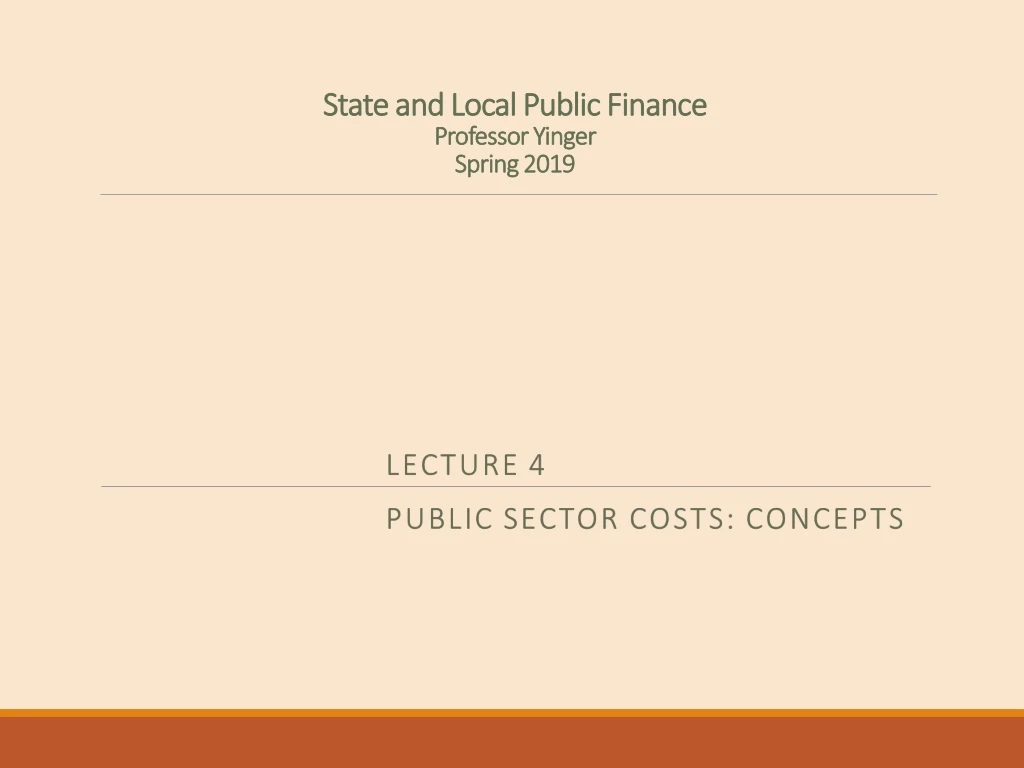 state and local public finance professor yinger spring 2019