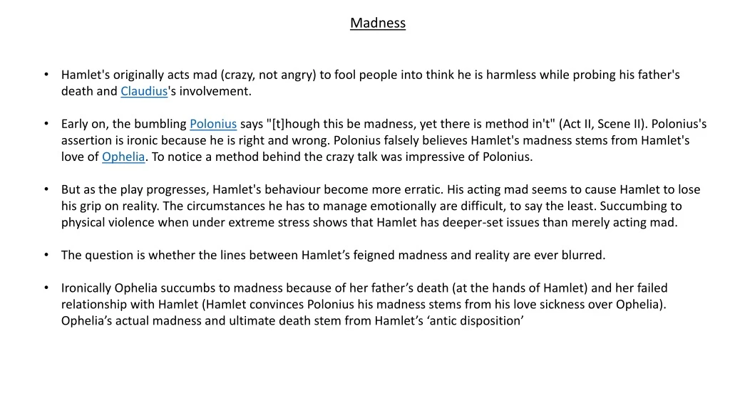 madness hamlet s originally acts mad crazy