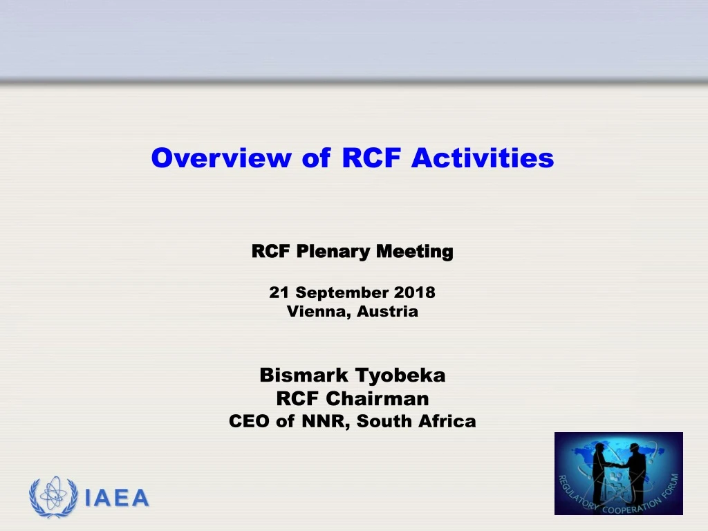 overview of rcf activities rcf plenary meeting