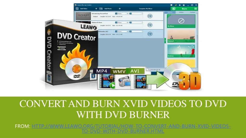 convert and burn xvid videos to dvd with dvd burner