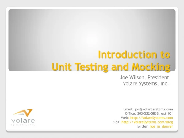 Unit Testing and Mocking