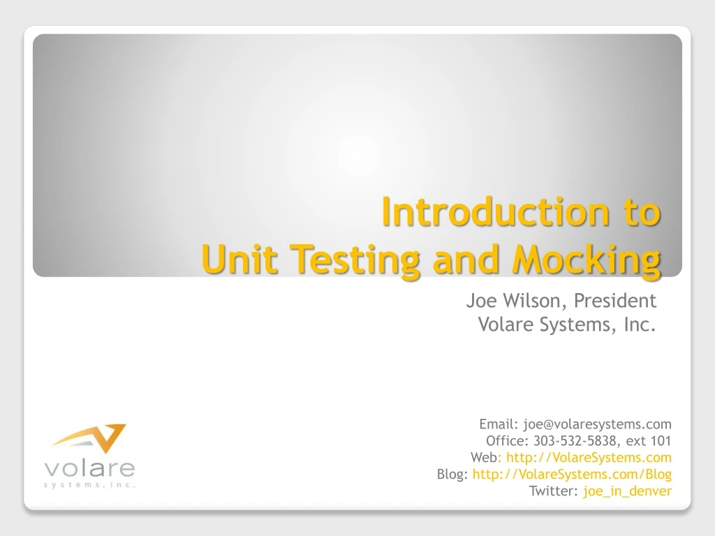 introduction to unit testing and mocking
