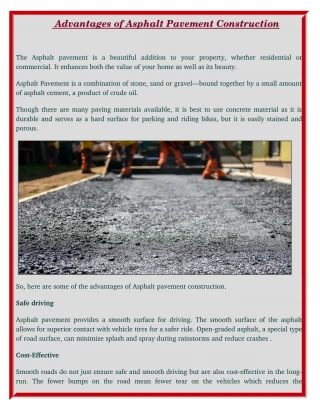 Advantages of Asphalt Pavement Construction - slide 1
