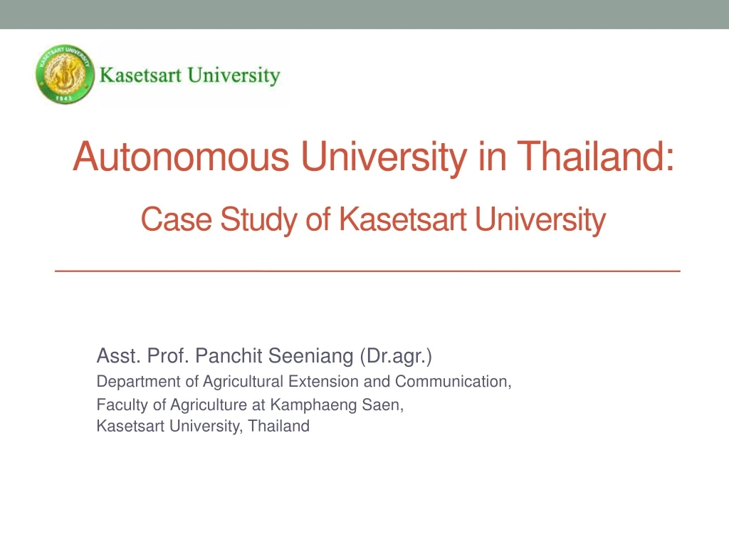 autonomous university in thailand case study of kasetsart university