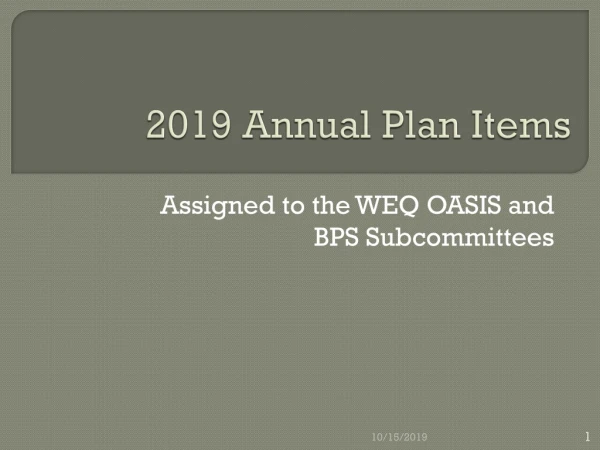 2019 Annual Plan Items