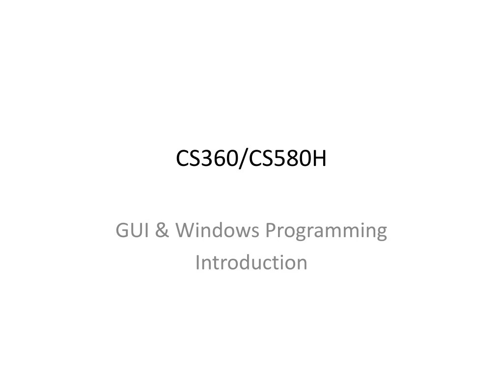 cs360 cs580h