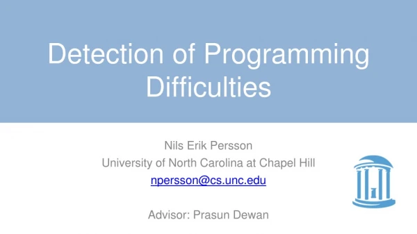 Detection of Programming Difficulties