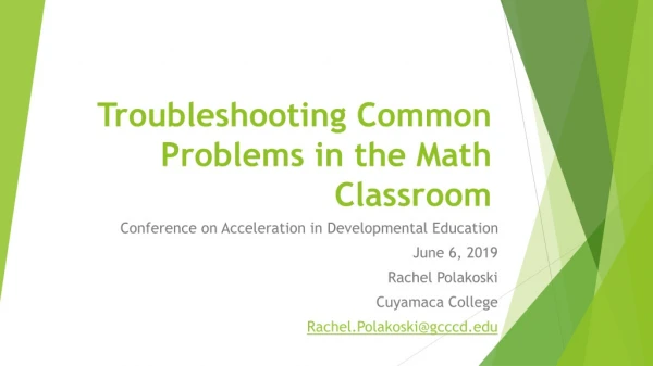 Troubleshooting Common Problems in the Math Classroom