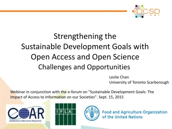 Strengthening the Sustainable Development Goals with Open Access and Open Science