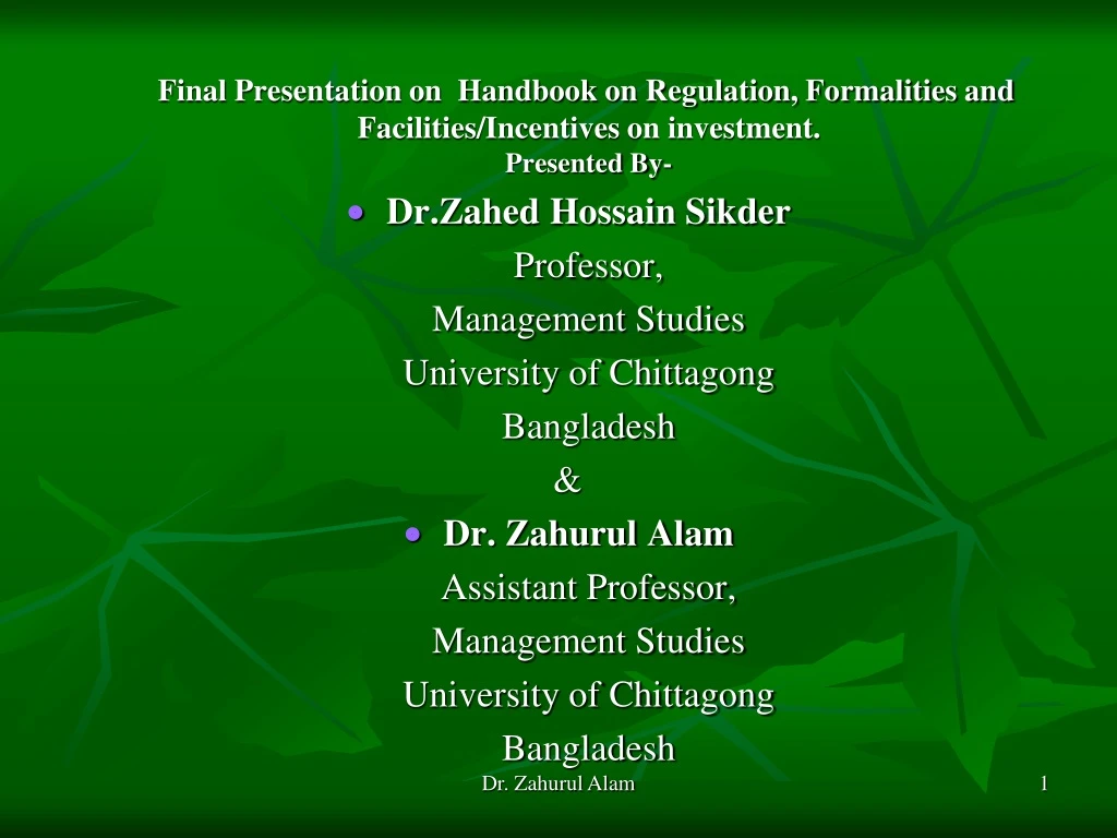 final presentation on handbook on regulation