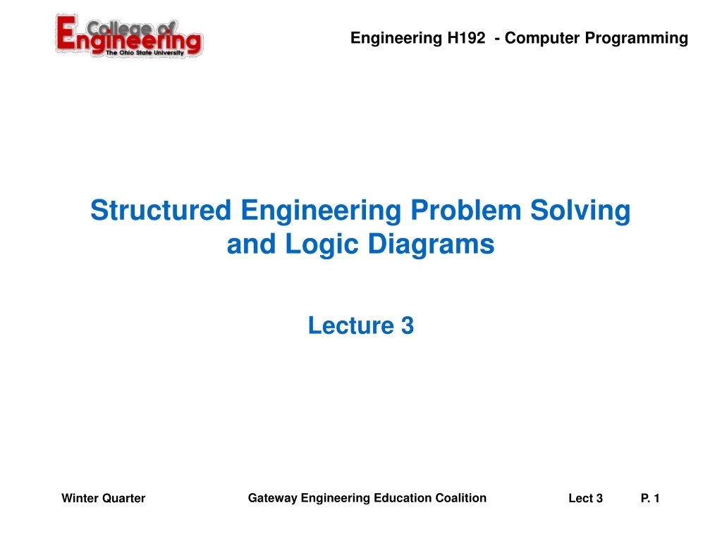 structured engineering problem solving and logic diagrams