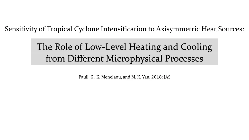 sensitivity of tropical cyclone intensification to axisymmetric heat sources