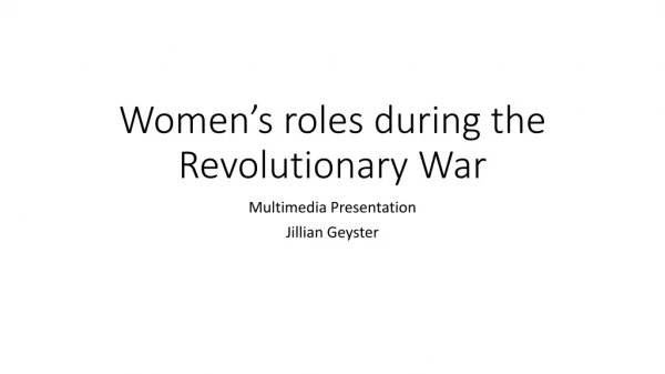 Women’s roles during the Revolutionary War