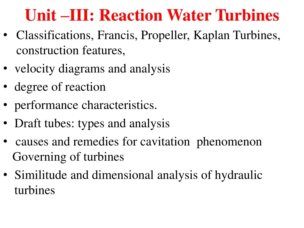 unit iii reaction water turbines