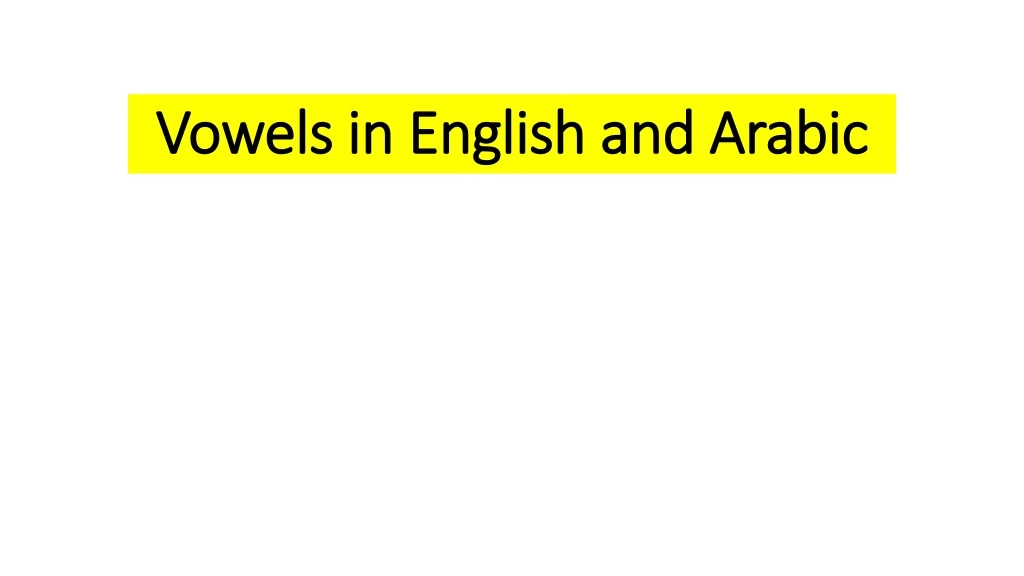 vowels in english and arabic