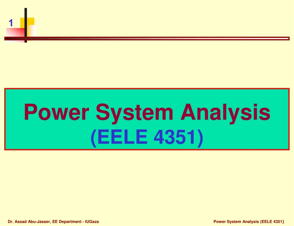 power system analysis eele 4351