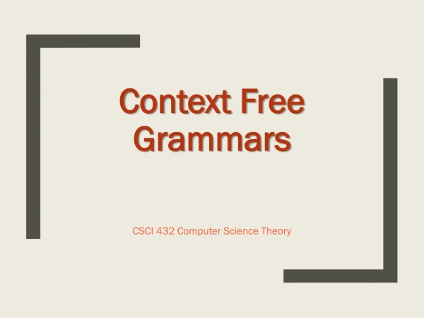 Context Free Grammars