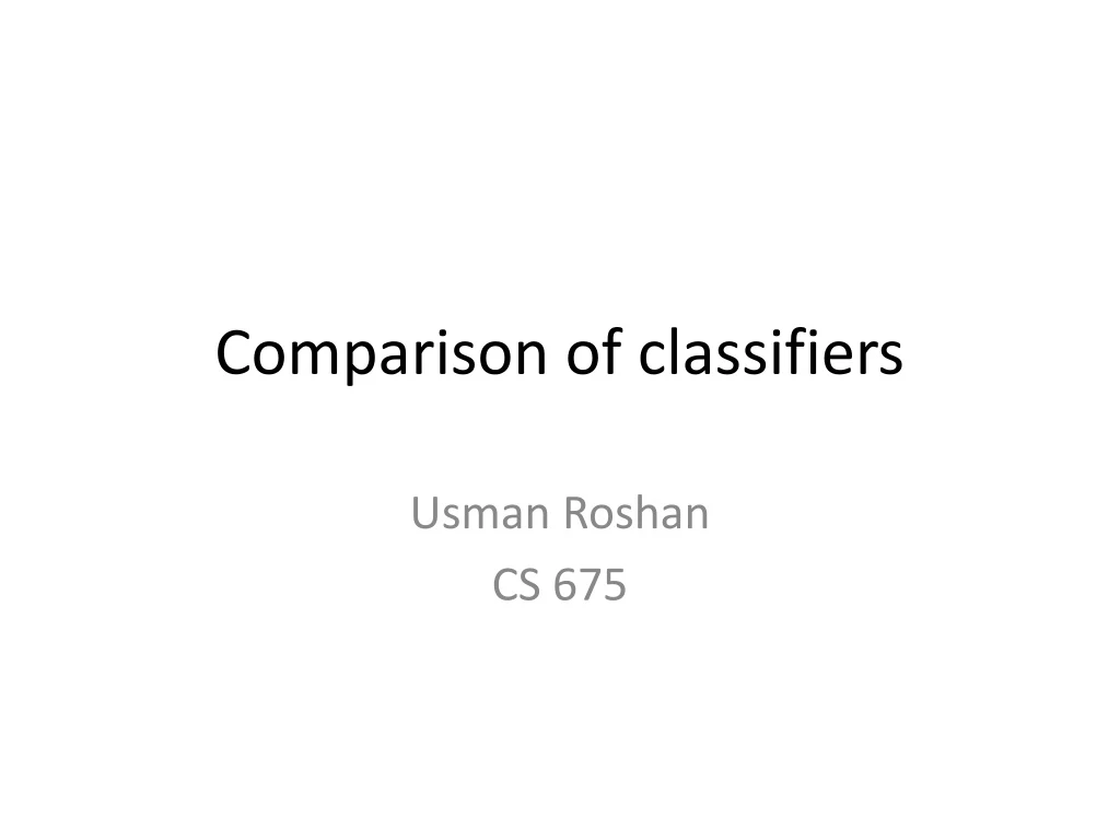 comparison of classifiers