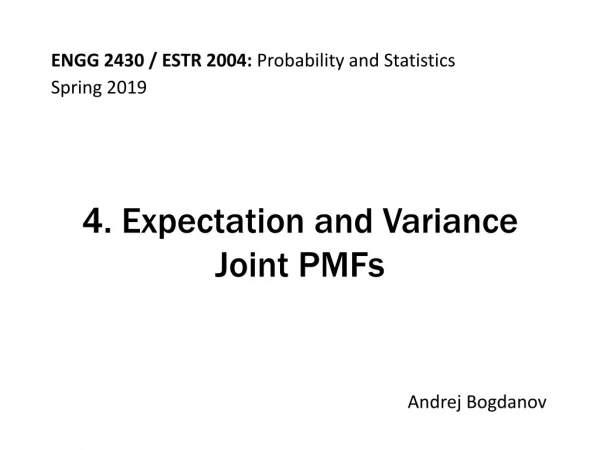 4. Expectation and Variance Joint PMFs
