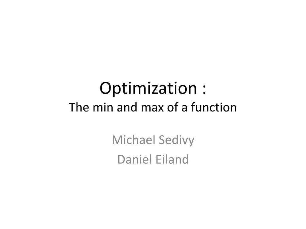 optimization the min and max of a function