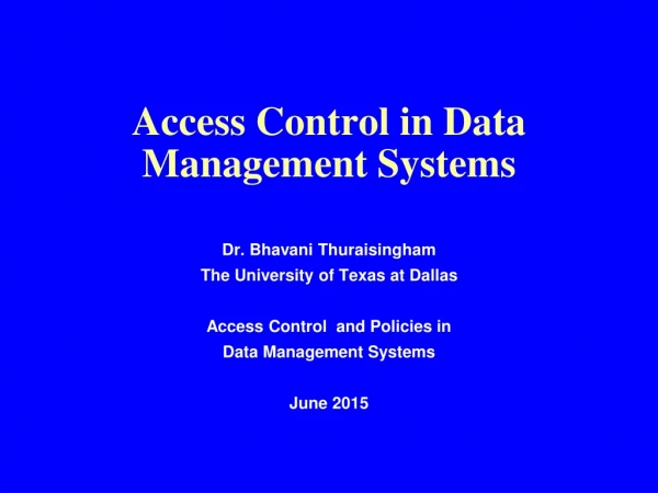 Access Control in Data Management Systems