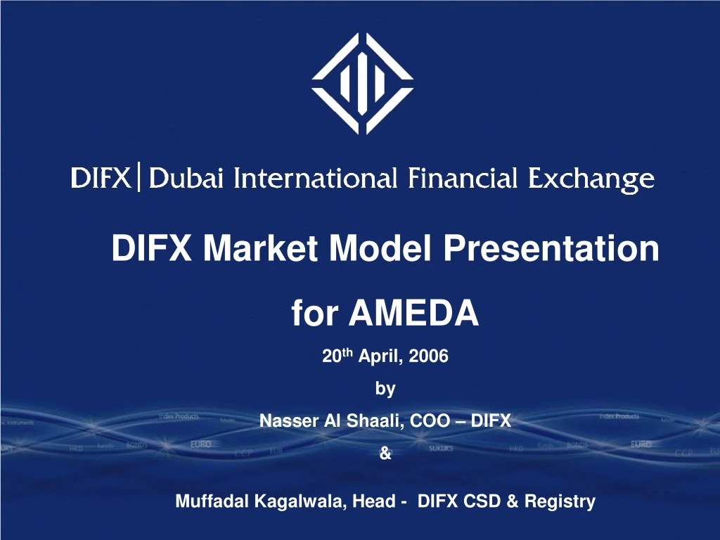 difx market model presentation for ameda