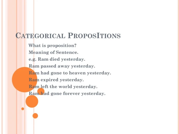 Categorical ProposItions