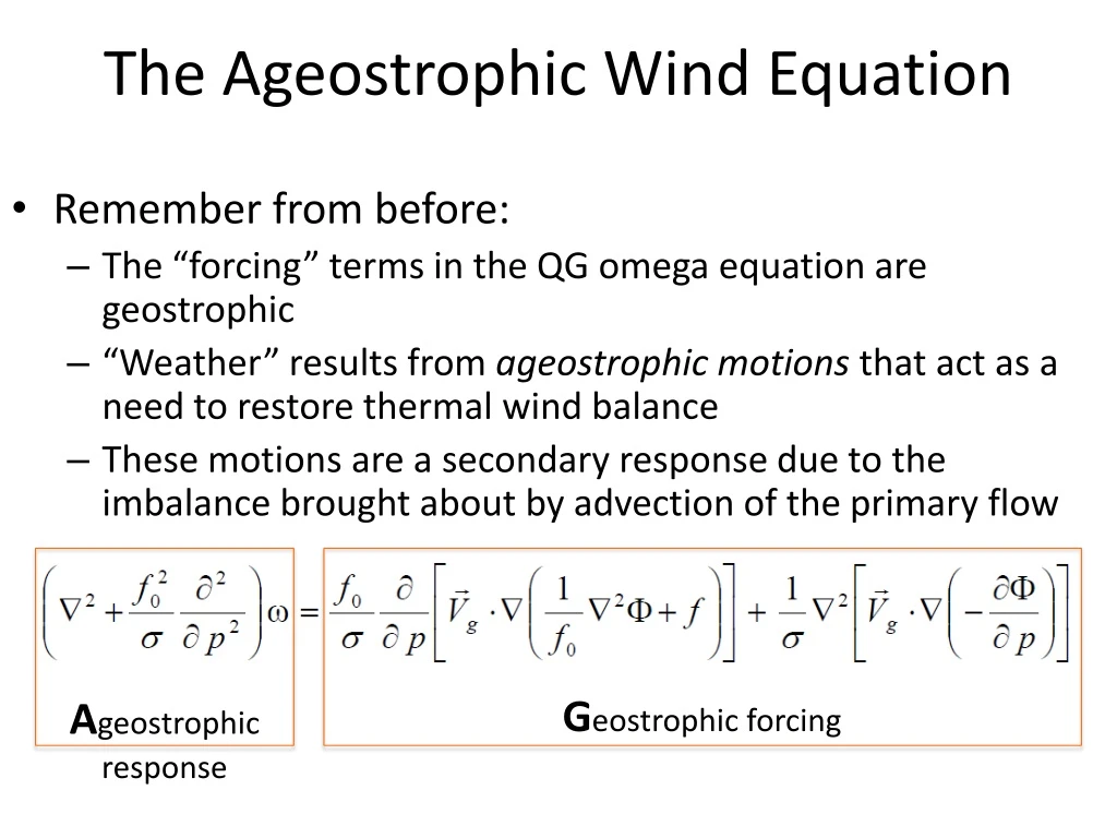 the ageostrophic wind equation