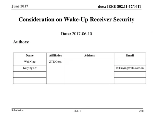 Consideration on Wake-Up Receiver Security