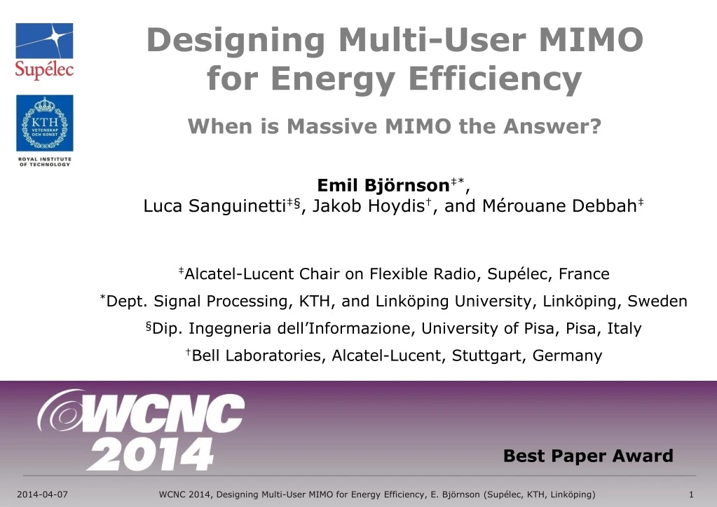 designing multi user mimo for energy efficiency
