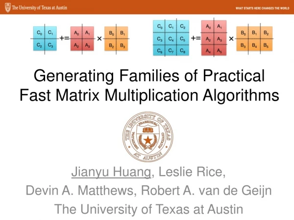 Generating Families of Practical Fast Matrix Multiplication Algorithms