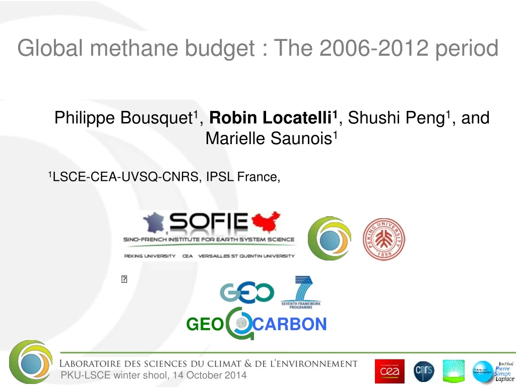 global methane budget the 2006 2012 period