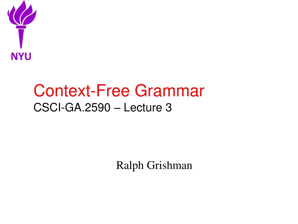 context free grammar csci ga 2590 lecture 3