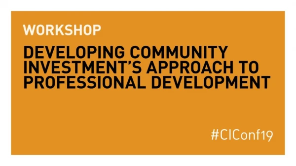 Developing Community Investment’s Approach to Professional Development