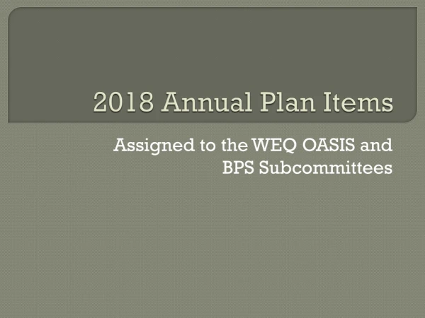 2018 Annual Plan Items