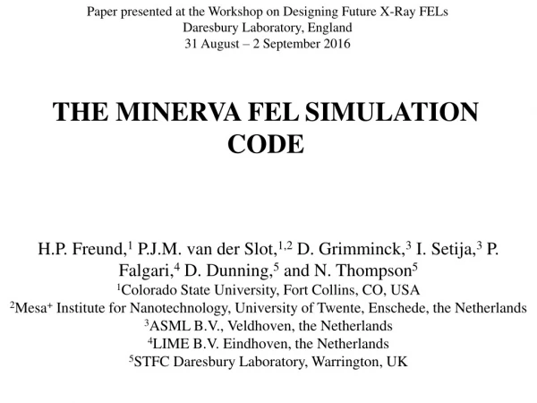 THE MINERVA FEL SIMULATION CODE