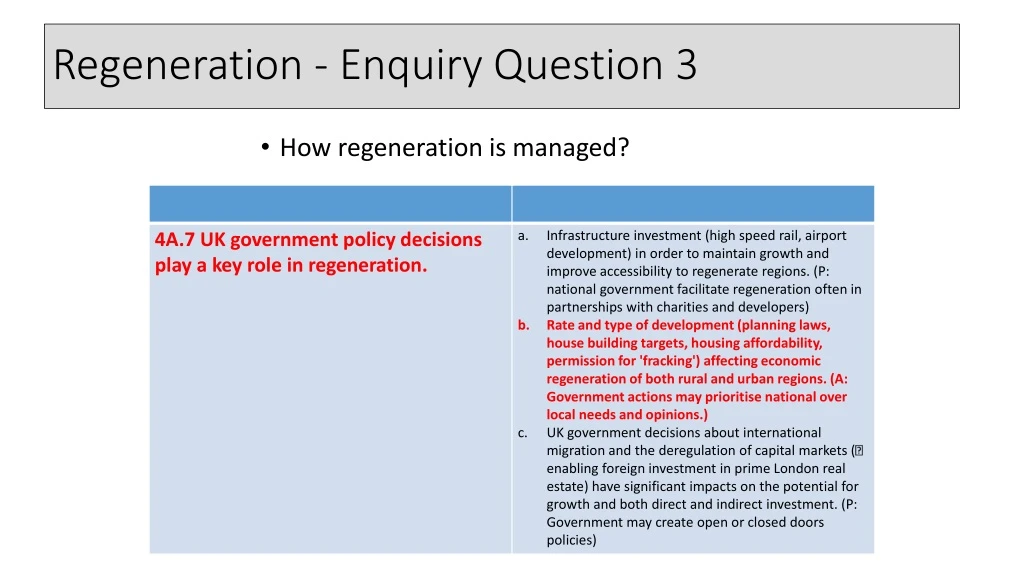 regeneration enquiry question 3