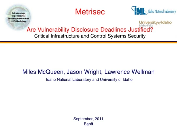 Miles McQueen, Jason Wright, Lawrence Wellman Idaho National Laboratory and University of Idaho