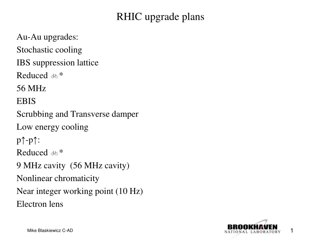 rhic upgrade plans