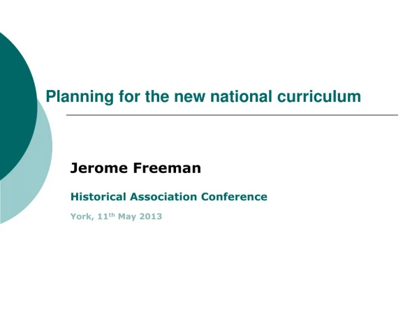 Planning for the new national curriculum