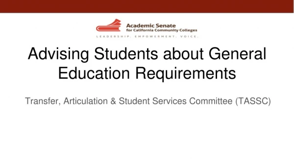 Advising Students about General Education Requirements