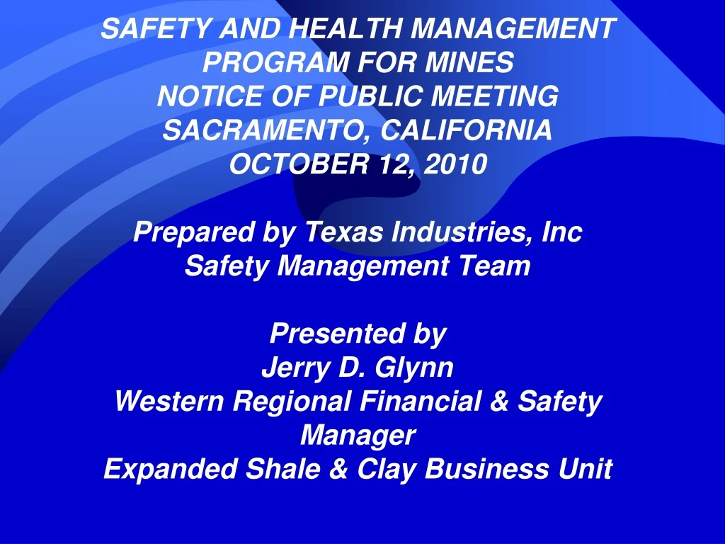 safety and health management program for mines
