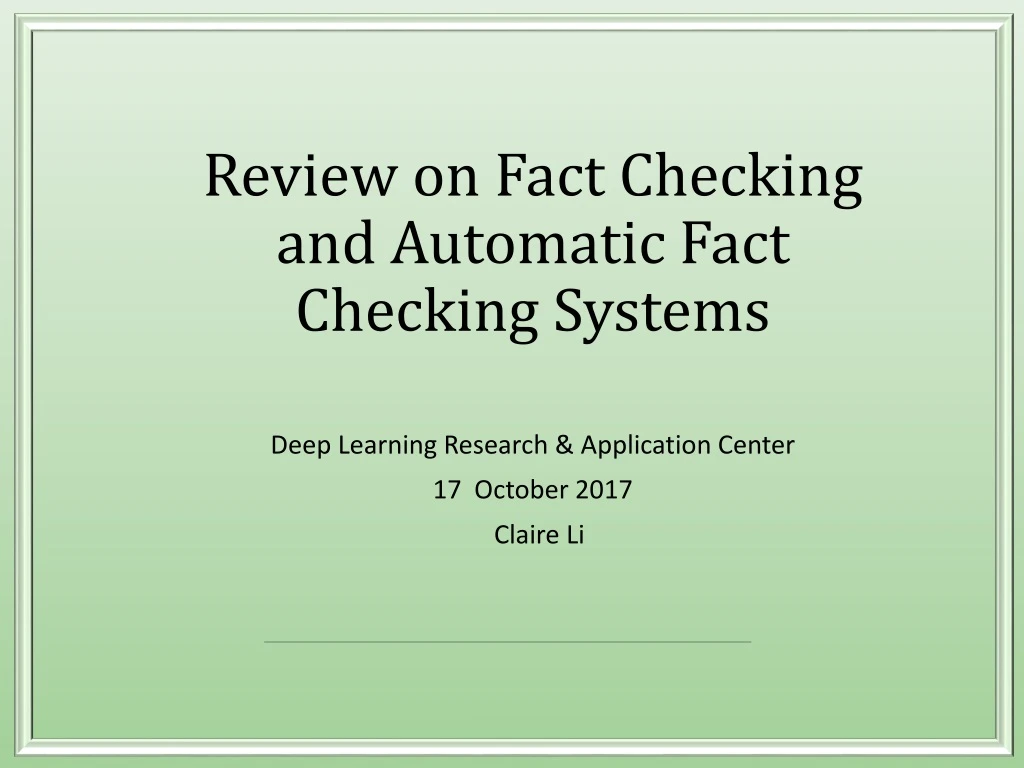 review on fact checking and automatic