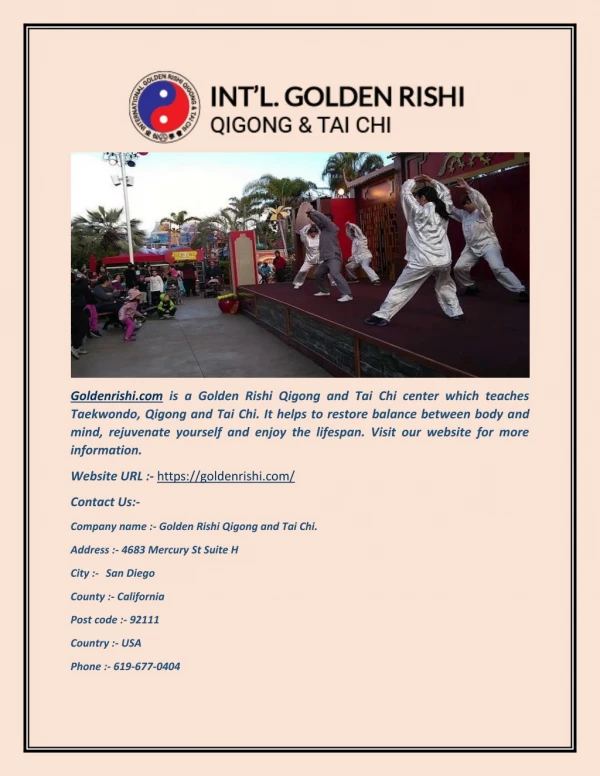 Golden Rishi Qigong and Tai Chi - San Diego