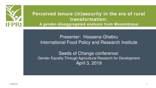Presenter: Hosaena Ghebru International Food Policy and Research Institute