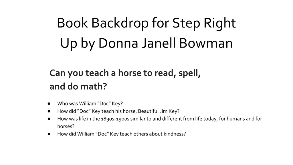 book backdrop for step right up by donna janell bowman